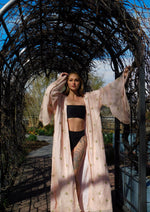 Load image into Gallery viewer, Blush Pink Bridal Robe with Gold Zari Details – Timeless Elegance for Your Wedding Day Bliss | Luxury Bridal robe
