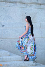 Load image into Gallery viewer, Floral Print bohemian High Low goddess Dress with belt for Beach &amp; Outdoor
