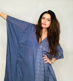Load image into Gallery viewer, Indigo Cotton Kaftan, Block Print Kaftan Dress, polka dot Dress, Plus Size Kaftan Dress
