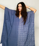 Load image into Gallery viewer, Indigo Cotton Kaftan, Block Print Kaftan Dress, polka dot Dress, Plus Size Kaftan Dress
