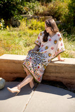 Load image into Gallery viewer, Embroidered Phulkari Kantha Cotton Silk Caftan Dress | Boho Resort Wear
