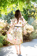 Load image into Gallery viewer, Embroidered Phulkari Kantha Cotton Silk Caftan Dress | Boho Resort Wear

