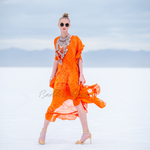 Load image into Gallery viewer, Pinch tie dye, Kaftan Maxi Dress, Women Kaftan, orange caftan
