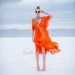 Load image into Gallery viewer, Pinch tie dye, Kaftan Maxi Dress, Women Kaftan, orange caftan
