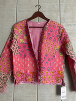 Load image into Gallery viewer, Boho Quilted Patchwork Jacket, Cotton kantha Jacket, Vintage Black Cotton Quilted Jacket, Reversible Women's Boho Coat, sustainable Gift

