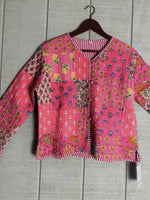 Load image into Gallery viewer, Boho Quilted Patchwork Jacket, Cotton kantha Jacket, Vintage Black Cotton Quilted Jacket, Reversible Women's Boho Coat, sustainable Gift
