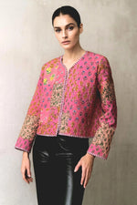 Load image into Gallery viewer, Boho Quilted Patchwork Jacket, Cotton kantha Jacket, Vintage Black Cotton Quilted Jacket, Reversible Women's Boho Coat, sustainable Gift

