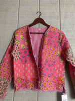 Load image into Gallery viewer, Boho Quilted Patchwork Jacket, Cotton kantha Jacket, Vintage Black Cotton Quilted Jacket, Reversible Women's Boho Coat, sustainable Gift
