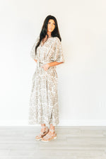 Load image into Gallery viewer, Tropical Leaf Print Maxi Kaftan, Vacation Resort Wear, Loose Cotton Dress
