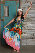Load image into Gallery viewer, Hibiscus Kaftan Dress, Maxi Caftan Dress, Loungewear Dress, Art Kaftan, Plus Size Clothing, Oversized Kaftan, Loose Dress, Bohemian Clothing
