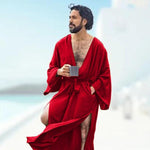 Load image into Gallery viewer, Red Men’s Kimono Robe | Valentine’s Day Gift, Luxury Bathrobe &amp; Loungewear
