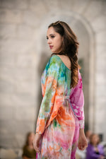 Load image into Gallery viewer, Hand-Dyed Rainbow Caftan | One-of-a-Kind Tie-Dye Boho Kimono Dress
