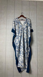 Load image into Gallery viewer, Blue Paisley Print Long Kaftan | Lightweight Boho Lounge &amp; Resort Dress
