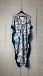 Load image into Gallery viewer, Blue Paisley Print Long Kaftan | Lightweight Boho Lounge &amp; Resort Dress
