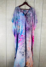 Load image into Gallery viewer, Hand-Dyed Galaxy Tie-Dye Caftan | Purple Pink Blue Plus Size Maxi Dress
