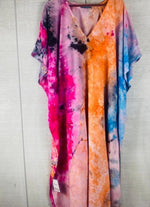 Load image into Gallery viewer, Hand-Dyed Rainbow Caftan | Boho Tie-Dye Plus Size Maxi Dress
