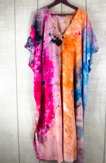 Load image into Gallery viewer, Hand-Dyed Rainbow Caftan | Boho Tie-Dye Plus Size Maxi Dress
