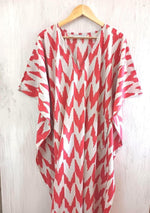 Load image into Gallery viewer, Red &amp; White Chevron Cotton Kaftan | Boho Plus Size Maxi Dress
