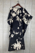 Load image into Gallery viewer, Black Cotton Kaftan Dress | Boho Tie-Dye Plus Size Lounge &amp; Beachwear
