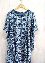 Load image into Gallery viewer, Floral Cotton Caftan | Flowy Boho Plus Size Maxi Dress with Cinched Waist
