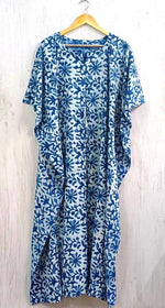 Load image into Gallery viewer, Floral Cotton Caftan | Flowy Boho Plus Size Maxi Dress with Cinched Waist

