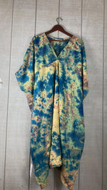Load image into Gallery viewer, Ocean Wave Tie Dye Kaftan Dress for Women | Boho Plus Size Cotton Mumu
