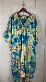 Load image into Gallery viewer, Ocean Wave Tie Dye Kaftan Dress for Women | Boho Plus Size Cotton Mumu

