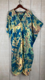 Load image into Gallery viewer, Ocean Wave Tie Dye Kaftan Dress for Women | Boho Plus Size Cotton Mumu
