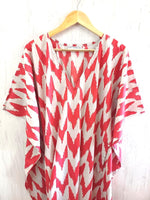 Load image into Gallery viewer, Red &amp; White Chevron Cotton Kaftan | Boho Plus Size Maxi Dress

