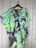 Load image into Gallery viewer, Green Cotton Kaftan Dress | Plus Size Boho Tie-Dye Lounge &amp; Beachwear
