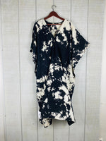 Load image into Gallery viewer, Black Cotton Kaftan Dress | Boho Tie-Dye Plus Size Lounge &amp; Beachwear
