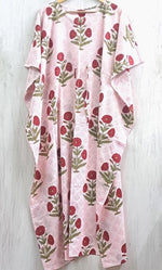 Load image into Gallery viewer, Poppy Hand Block Cotton Kaftan | Flowy Plus Size Boho Fall Maxi Dress

