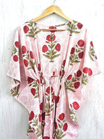 Load image into Gallery viewer, Poppy Hand Block Cotton Kaftan | Flowy Plus Size Boho Fall Maxi Dress
