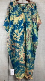 Load image into Gallery viewer, Ocean Wave Tie Dye Kaftan Dress for Women | Boho Plus Size Cotton Mumu
