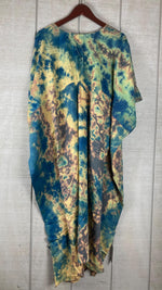 Load image into Gallery viewer, Ocean Wave Tie Dye Kaftan Dress for Women | Boho Plus Size Cotton Mumu
