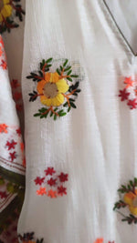 Load image into Gallery viewer, Embroidered Phulkari Kantha Cotton Silk Caftan Dress | Boho Resort Wear
