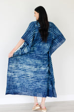 Load image into Gallery viewer, NATURAL INDIGO kaftan, sustainable, Natural clothing, Hand-dyed caftan

