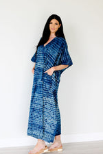 Load image into Gallery viewer, NATURAL INDIGO kaftan, sustainable, Natural clothing, Hand-dyed caftan
