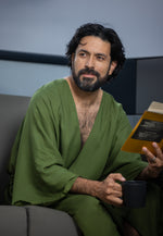 Load image into Gallery viewer, Men's robe in olive green
