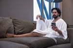 Load image into Gallery viewer, Men's White Luxurious Kaftan Bath Robe
