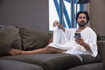 Load image into Gallery viewer, Men's White Luxurious Kaftan Bath Robe
