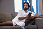 Load image into Gallery viewer, Men's White Luxurious Kaftan Bath Robe
