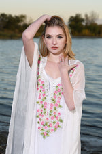 Load image into Gallery viewer, Women Silk Wedding Dress, Boho Wedding Dress, Bridal Wedding Kaftan, Floral Wedding Dress
