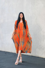 Load image into Gallery viewer, Tie Dyed Kaftan Dress, Plus Size Caftan, Orange Tie Dyed Kaftan Dress, Loose Maternity Dress
