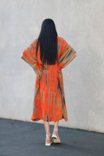 Load image into Gallery viewer, Tie Dyed Kaftan Dress, Plus Size Caftan, Orange Tie Dyed Kaftan Dress, Loose Maternity Dress
