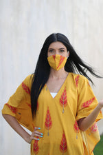 Load image into Gallery viewer, Yellow Cotton Kaftan Dress, Cotton Maxi Dress, Cotton Kaftan for Women, Plus Size Cotton Kaftan
