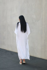 Load image into Gallery viewer, White Kaftan Dress, Plus Size Kaftan Dress, Cotton Caftan for women, Maternity Dress
