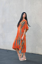 Load image into Gallery viewer, Tie Dyed Kaftan Dress, Plus Size Caftan, Orange Tie Dyed Kaftan Dress, Loose Maternity Dress
