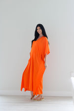 Load image into Gallery viewer, Orange Kaftan Dress, Plus Size Caftan Dress, Kaftan for Women, Maternity Dress
