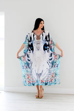 Load image into Gallery viewer, Tribal Kaftan Dress, Plus Size Kaftan Dress, Embellished Kaftan, Oriental Caftan
